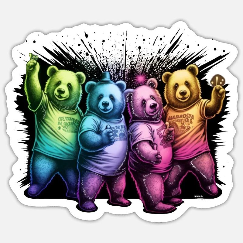 Conception de Bear Rave Party Sticker taille S (10 x 10 cm)