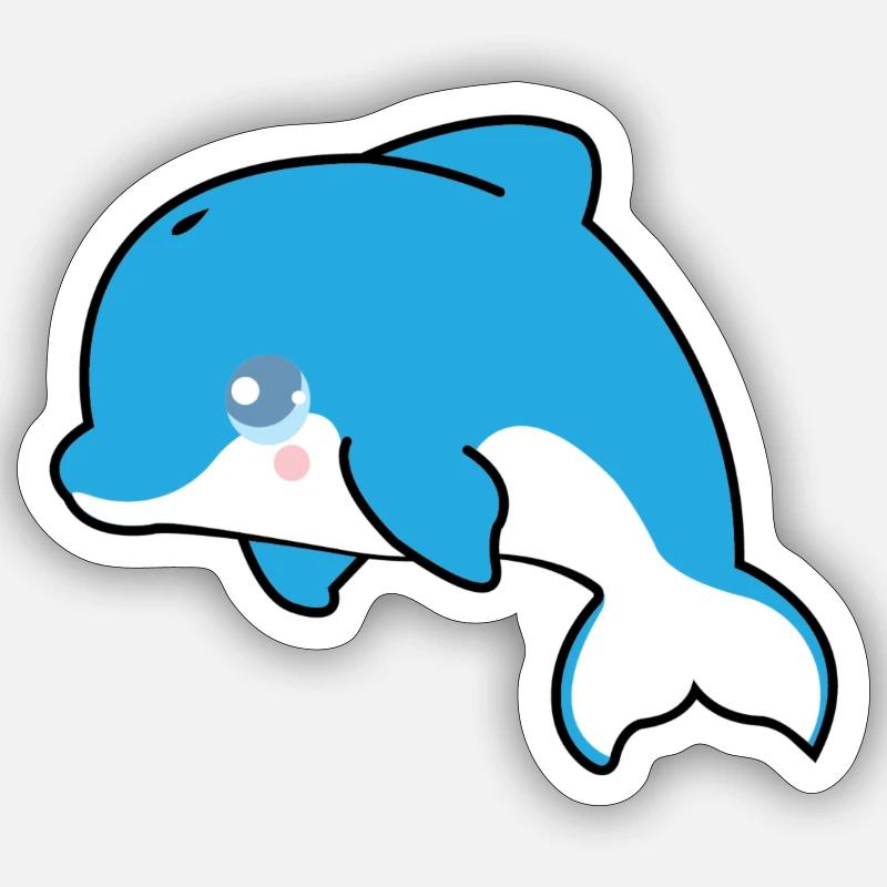 Nala le dauphin - Sticker taille S (10 x 10 cm) - blanc mat