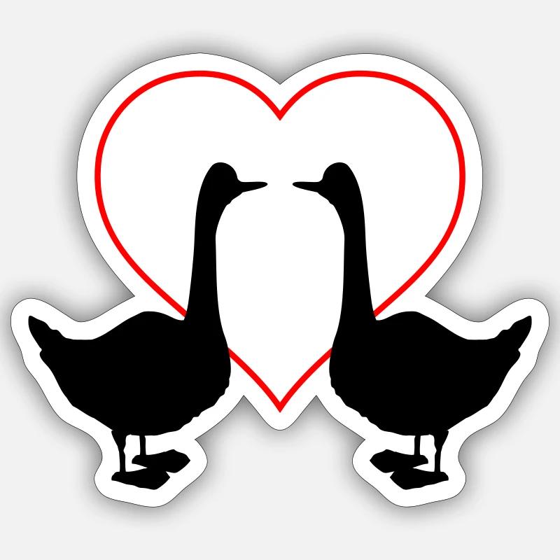 gans love 2 - Sticker Größe S (10 x 10 cm) - Mattweiß