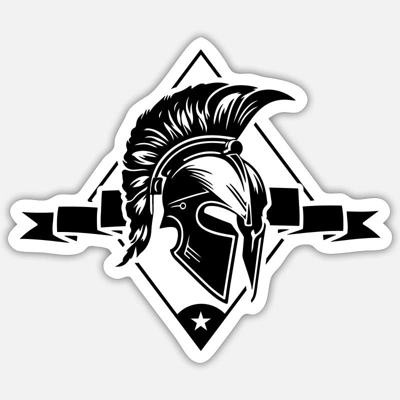Spartaner Helm Gladiator Sparta - Sticker Größe S (10 x 10 cm) - Mattweiß