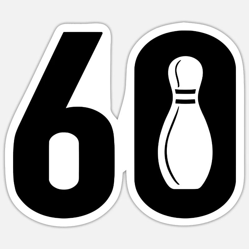 60 Bowling Bowler 60 - Sticker taille S (10 x 10 cm) - blanc mat