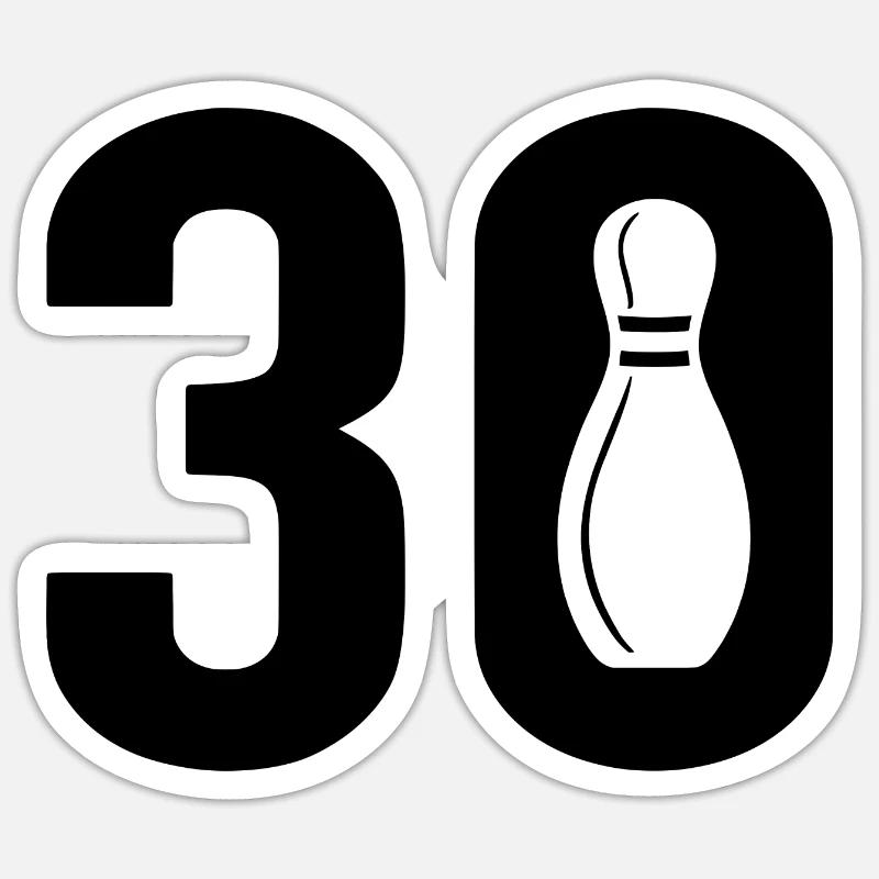 30 Bowling Bowler 30 - Sticker size S (10 x 10 cm) - white matte