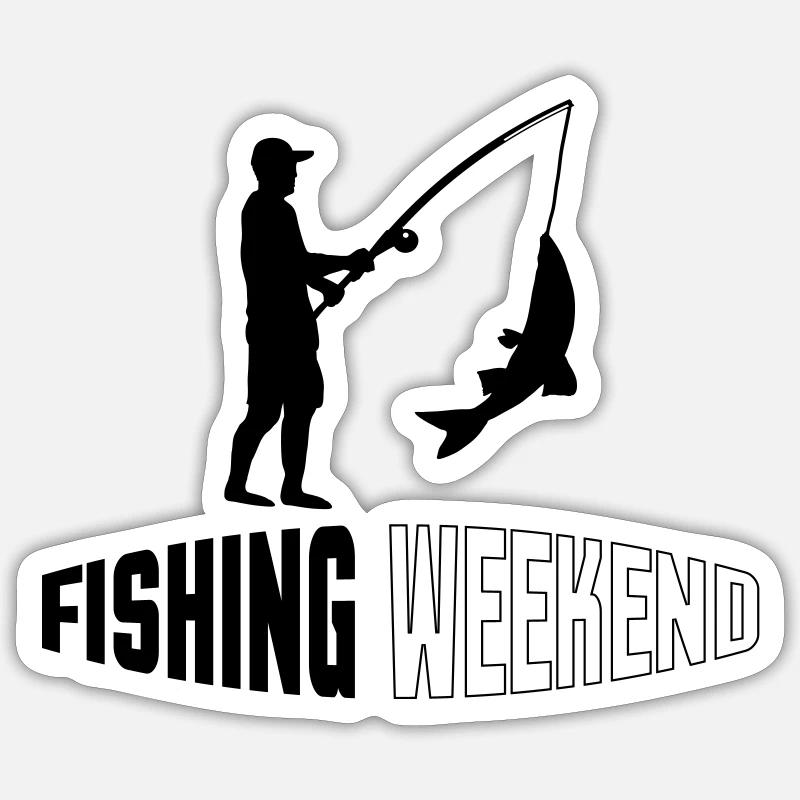 Week-end de pêche - Sticker taille S (10 x 10 cm) - blanc mat