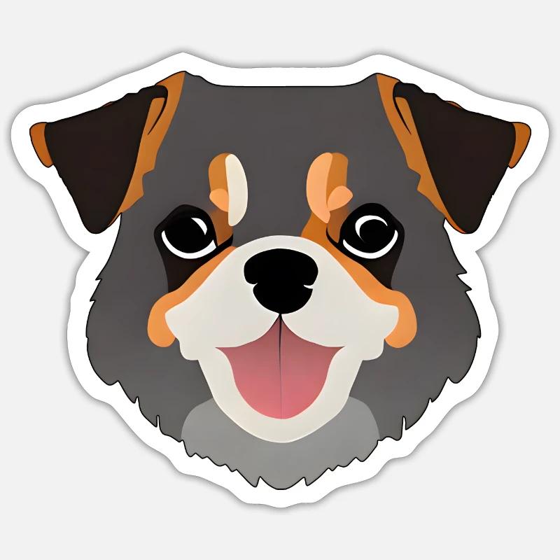 Chien mignon - Sticker taille S (10 x 10 cm) - blanc mat