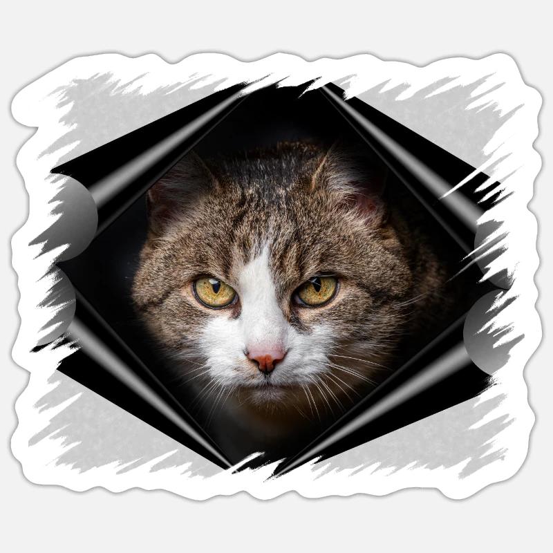 Chat - Sticker taille S (10 x 10 cm) - blanc mat