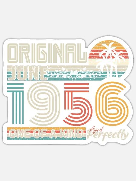 Junio de 1956 Aniversario de junio de 1956 - Pegatina tamaño S (10 x 10 cm) - blanco mate