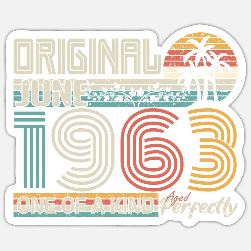 Juni 1963 Juni-Jubiläum Juni 1963 - Sticker Größe S (10 x 10 cm) - Mattweiß