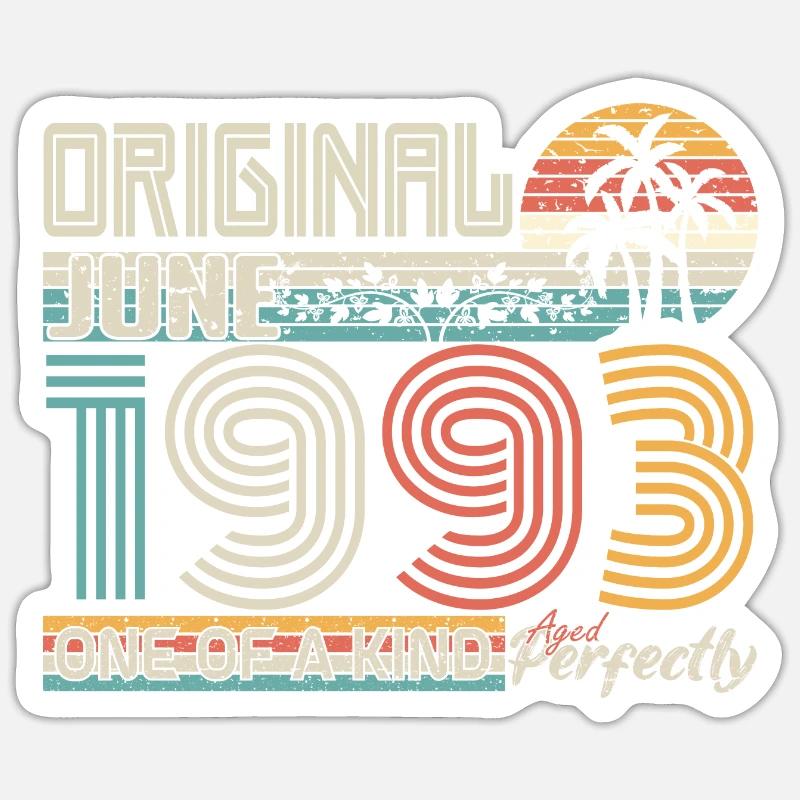 Juni 1993 Juni-Jubiläum Juni 1993 - Sticker Größe S (10 x 10 cm) - Mattweiß