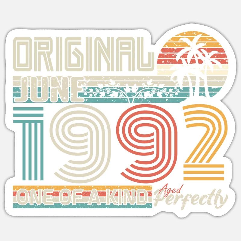 Juni 1992 Juni-Jubiläum Juni 1992 Sticker Größe S (10 x 10 cm)