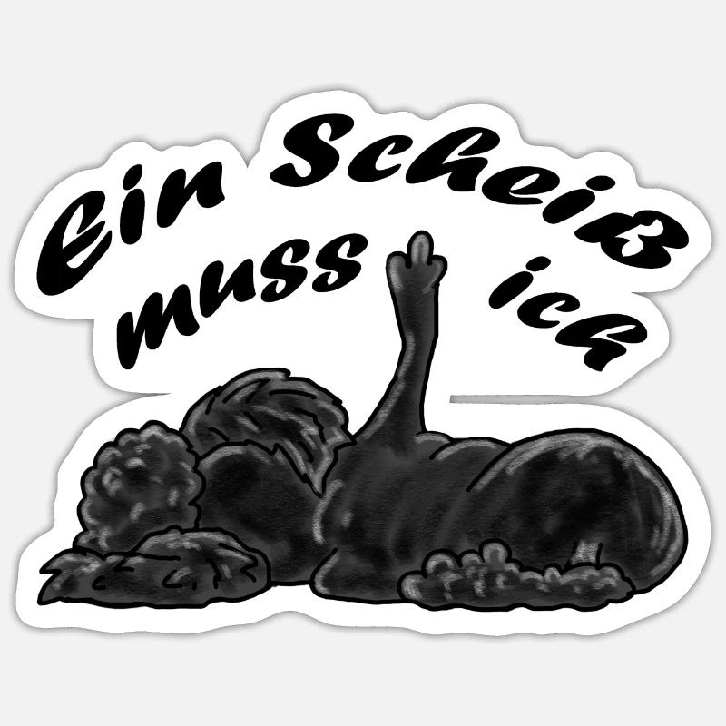 Pudel - ein Scheiß muss ich - Stinkekralle - Sticker Größe S (10 x 10 cm) - Mattweiß