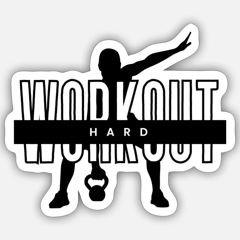 Workout Hard Kettlebell - Sticker Größe S (10 x 10 cm) - Mattweiß