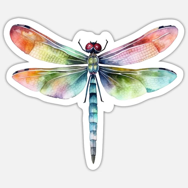 Schöne Libelle - Sticker Größe S (10 x 10 cm) - Mattweiß