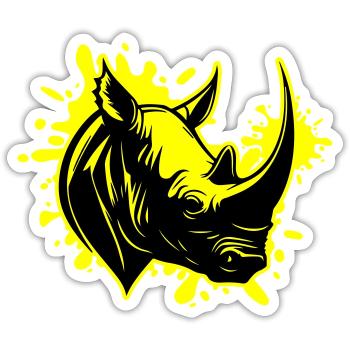 Nashorn Tier Kopf - Sticker Größe S (10 x 10 cm) - Mattweiß - Vorne