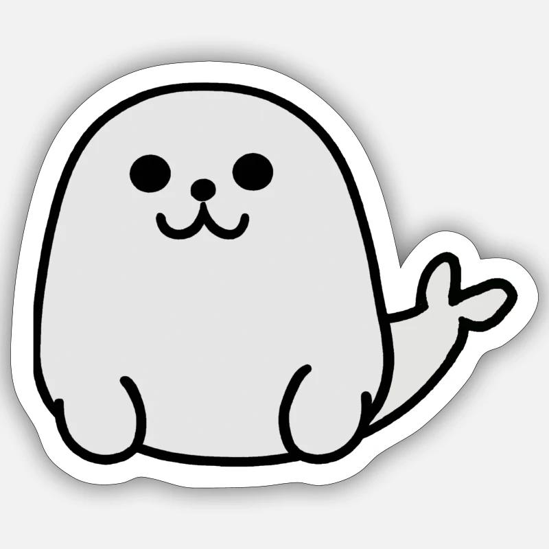 Cute charming white seal - Sticker size S (10 x 10 cm) - white matte