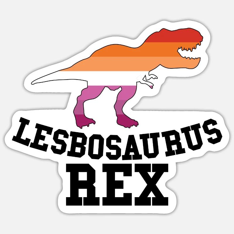 Lesbosaurus Rex - Lesbisch Flagge Homo Ehe Lustig Sticker Größe S (10 x 10 cm)