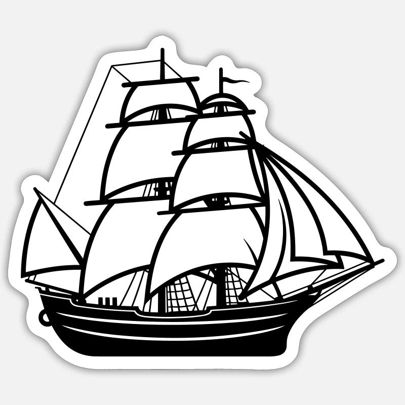 Piratenschiff - Sticker Größe S (10 x 10 cm) - Mattweiß