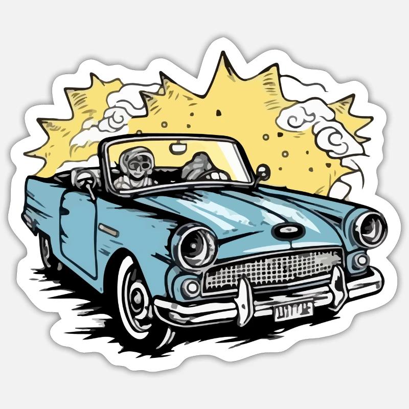 Cabriolet bleu Sticker taille S (10 x 10 cm)