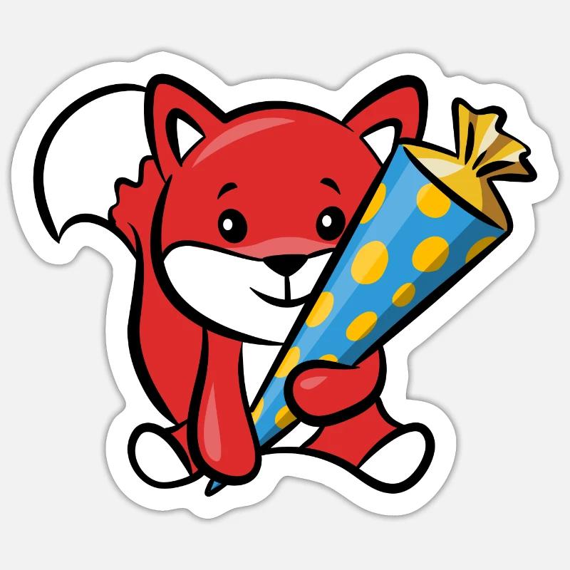 Cunning fox with sugar cone Sticker size S (10 x 10 cm)