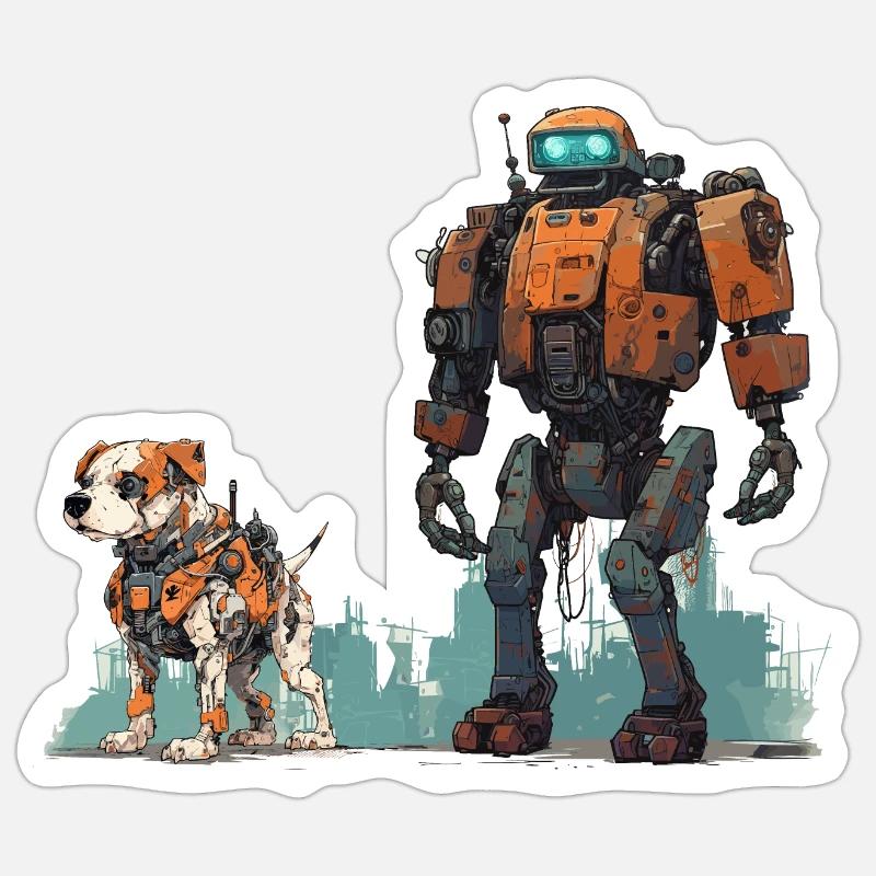Robot avec Robo Dog SCI-FI Dog Walk Robotics Sticker taille S (10 x 10 cm)