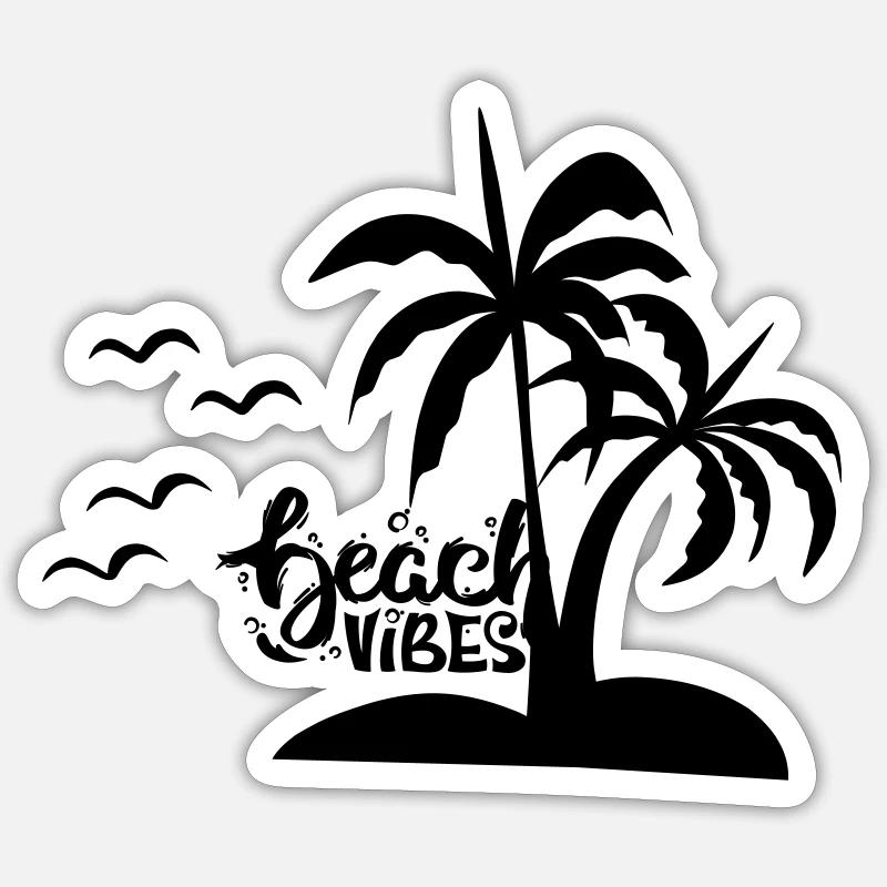 ambiance de plage - Sticker taille S (10 x 10 cm) - blanc mat