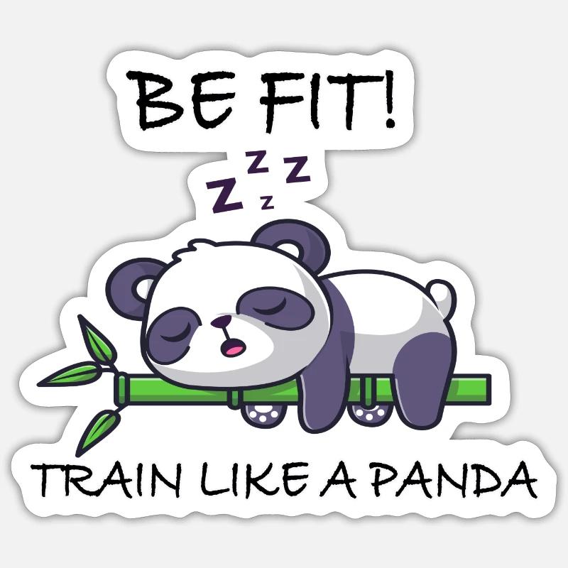 Be fit train like a Panda - Sticker Größe S (10 x 10 cm) - Mattweiß
