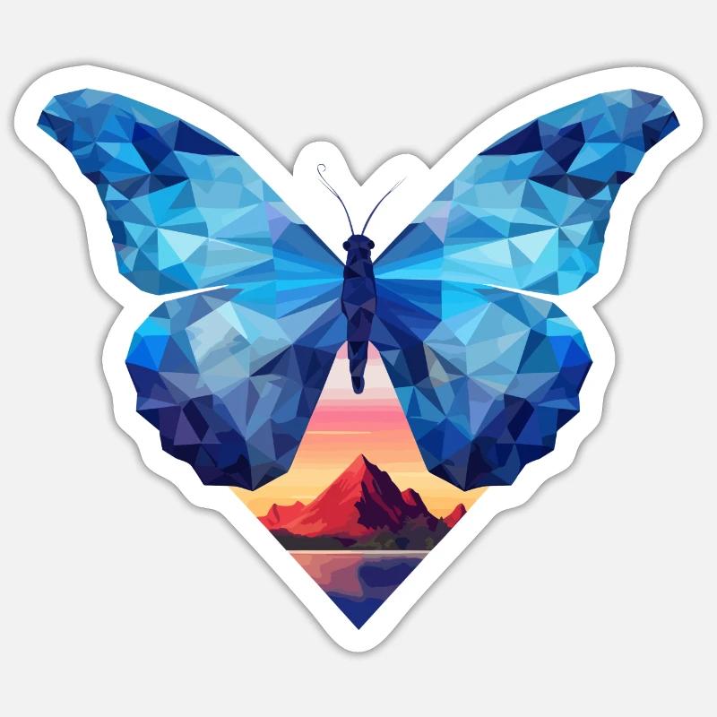 Morpho Papillon Bleu - Sticker taille S (10 x 10 cm) - blanc mat