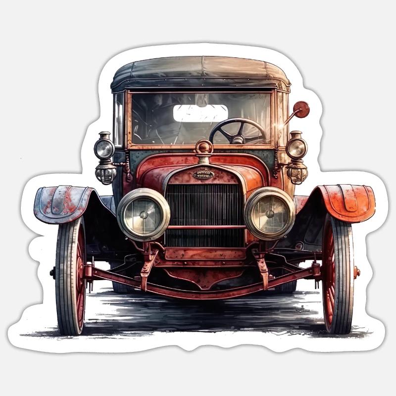 Oldtimer-Besitzer bilden eine Gemeinschaft - Sticker Größe S (10 x 10 cm) - Mattweiß