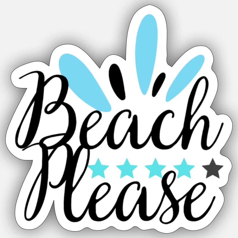 Beach please - Sticker taille S (10 x 10 cm) - blanc mat