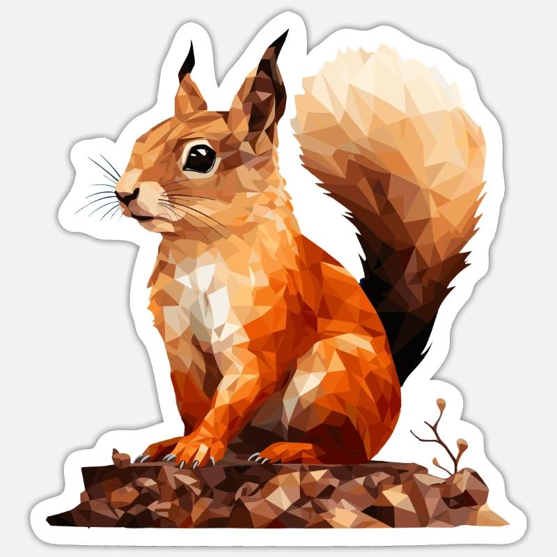 Eichhörnchen im Polygon Stil Sticker Größe S (10 x 10 cm)
