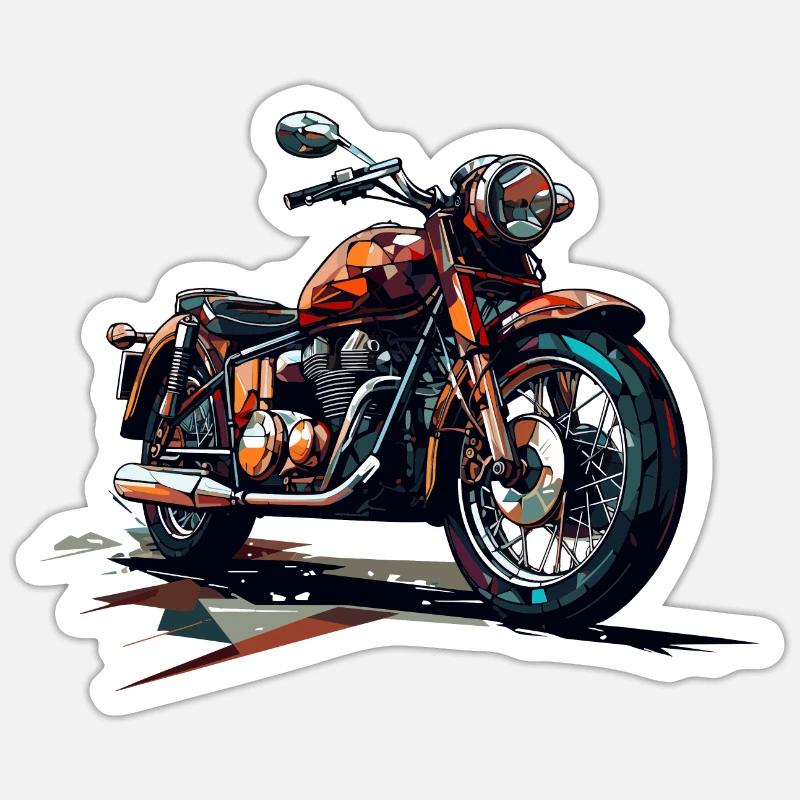 Moto de style polygonal - Sticker taille S (10 x 10 cm) - blanc mat