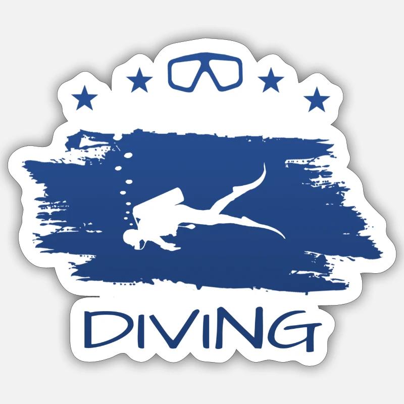 Tauchen - Sticker Größe S (10 x 10 cm) - Mattweiß