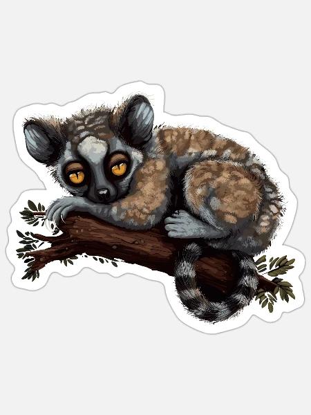 Lemur Katta Madagaskar Lemuren Tier - Sticker Größe S (10 x 10 cm) - Mattweiß