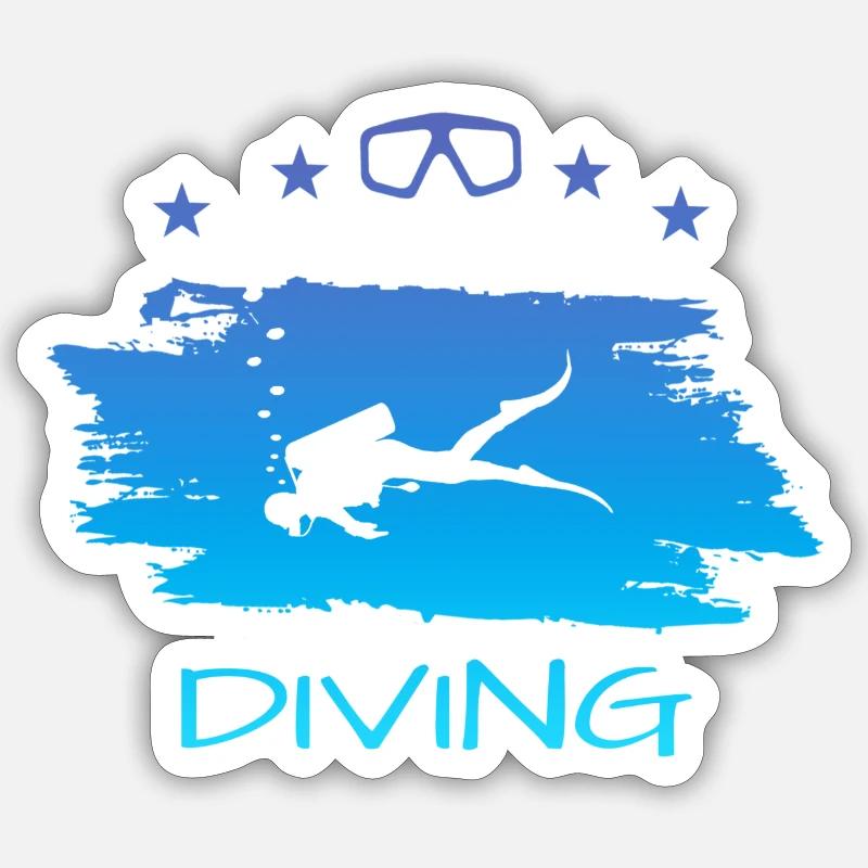 Tauchen - Sticker Größe S (10 x 10 cm) - Mattweiß
