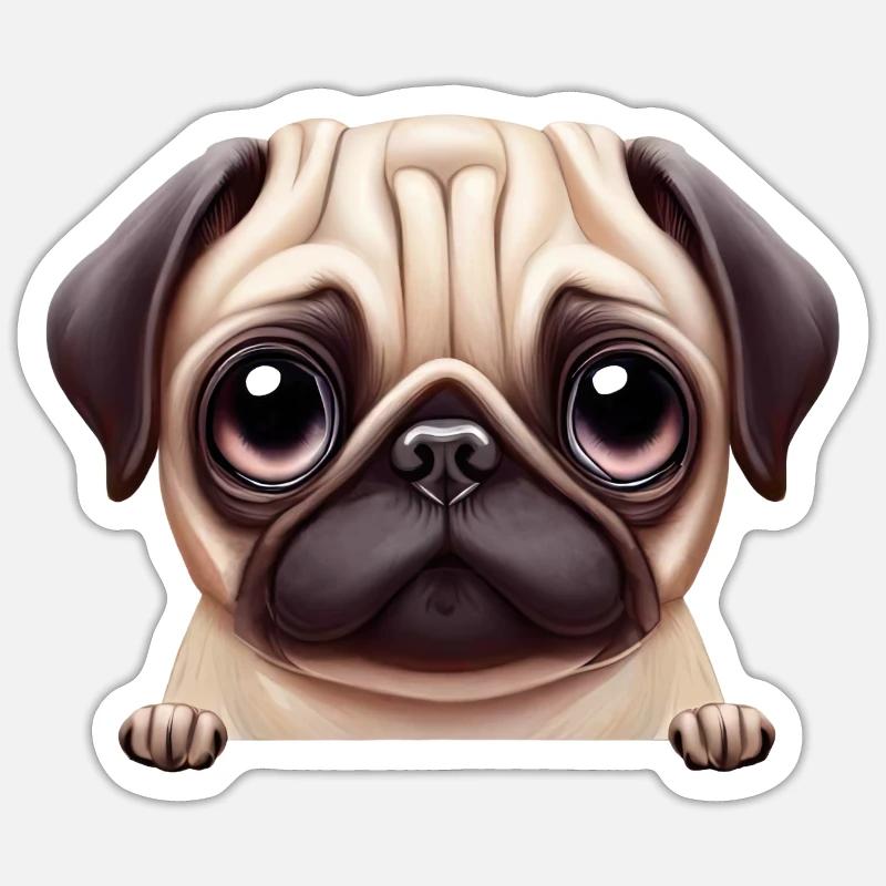 Beautiful Pug Design - Sticker size S (10 x 10 cm) - white matte