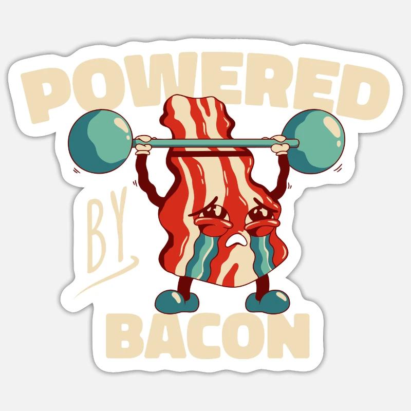 Powered by Bacon Funny Bacon Lover Sticker size S (10 x 10 cm)