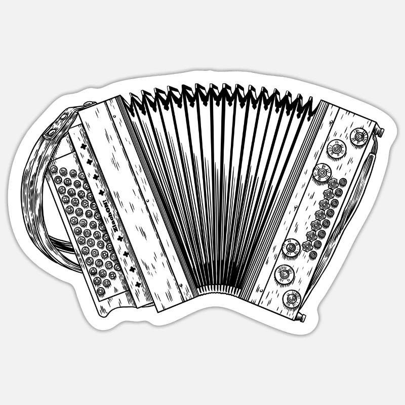Ziach - Harmonica styrienne - Squeezebox | ZiachON - Sticker taille S (10 x 10 cm) - blanc mat