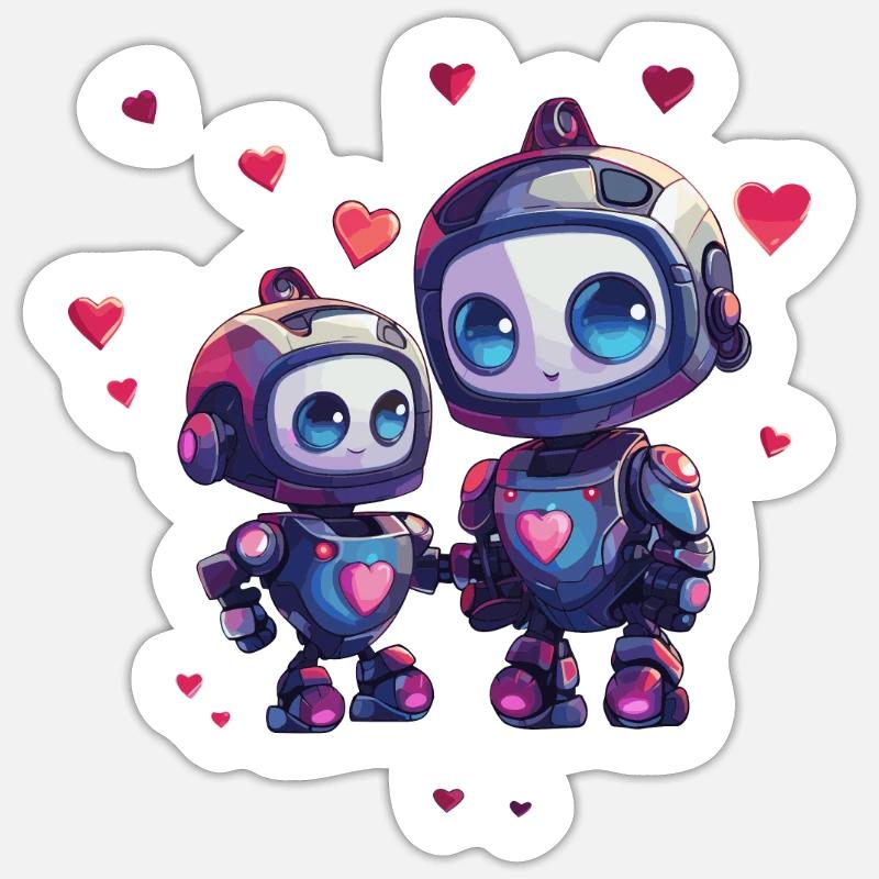 Roboter Mutter mit Kind Design Sticker Größe S (10 x 10 cm)