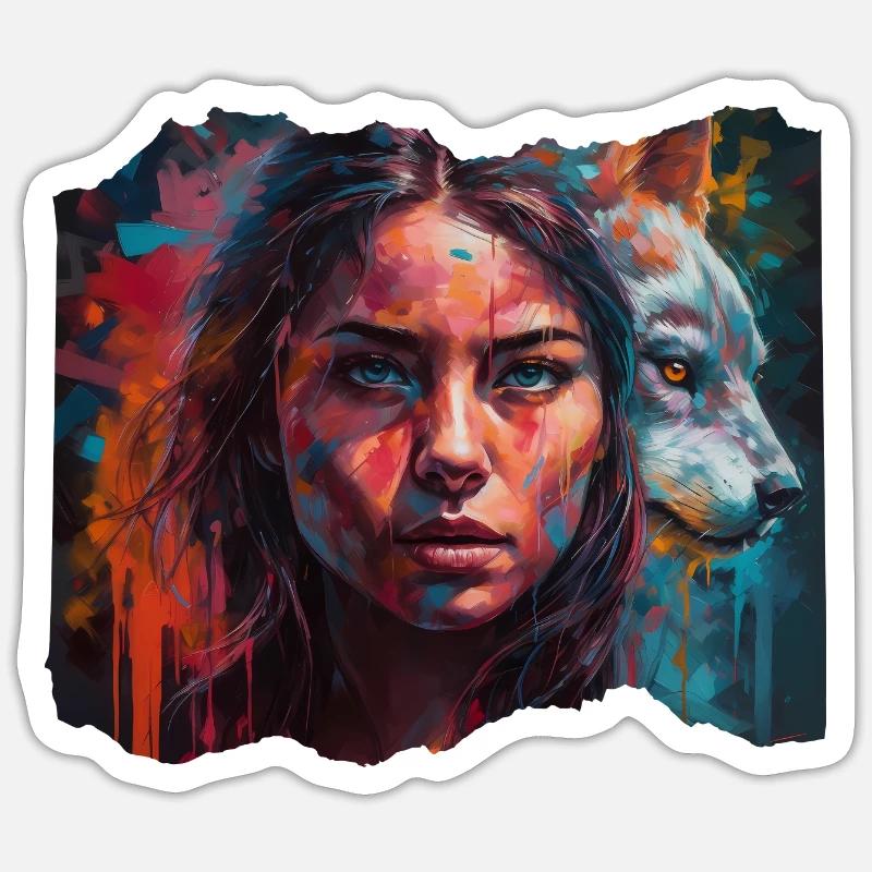 Sie Wolf Tochter - Sticker Größe S (10 x 10 cm) - Mattweiß