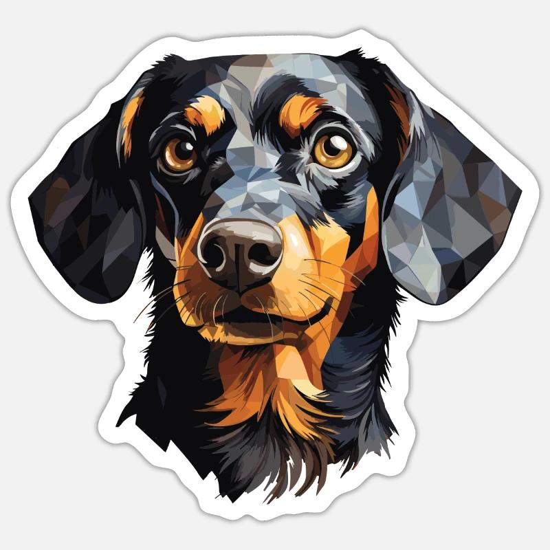 Dackel Polygon Design - Sticker Größe S (10 x 10 cm) - Mattweiß