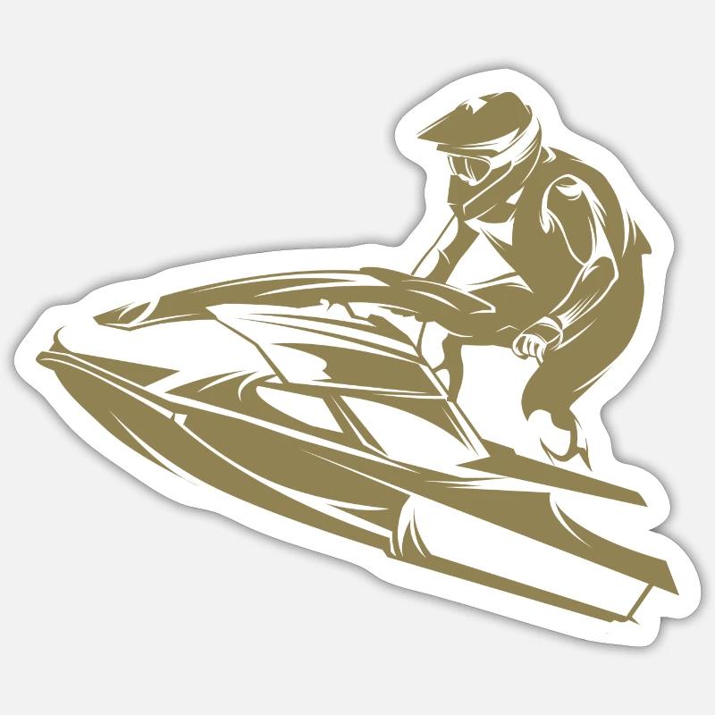 Jet ski rapide en silhouette - Sticker taille S (10 x 10 cm) - blanc mat