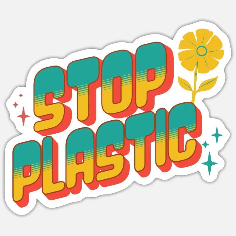 stop plastic - Sticker size S (10 x 10 cm) - white matte