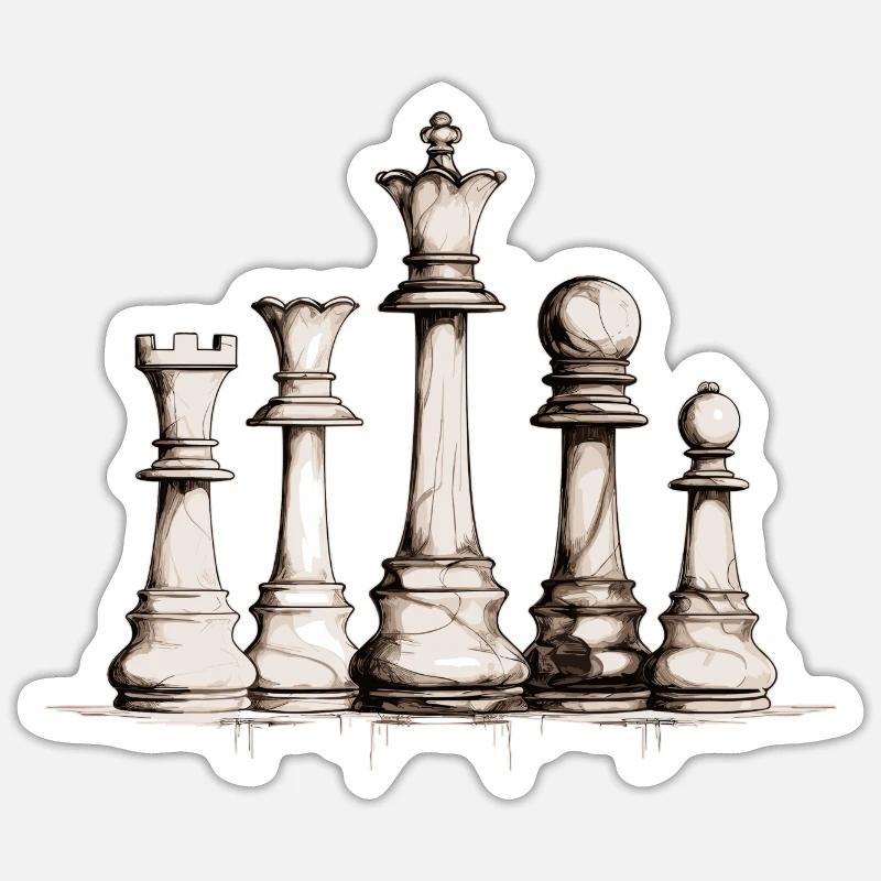 Échecs - Sticker taille S (10 x 10 cm) - blanc mat