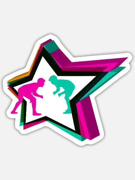 Wrestling Star - Sticker Größe S (10 x 10 cm) - Mattweiß