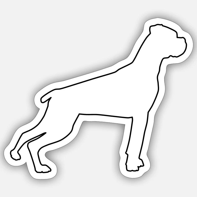 boxer konturen 1 - Sticker Größe S (10 x 10 cm) - Mattweiß