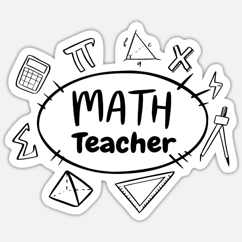 Math Teacher - Sticker taille S (10 x 10 cm) - blanc mat