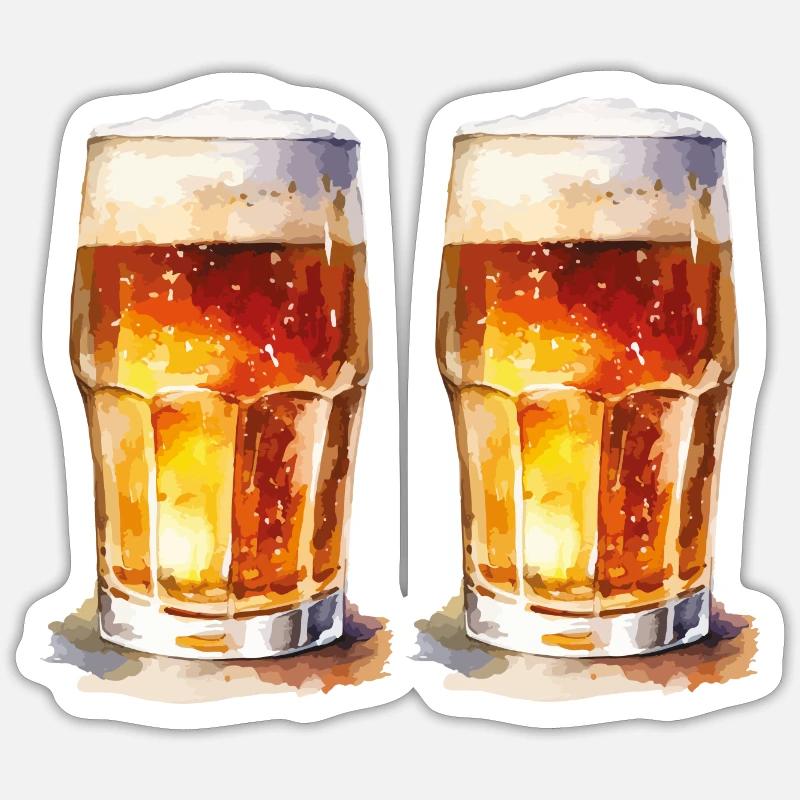 Bière 2 - Sticker taille S (10 x 10 cm) - blanc mat