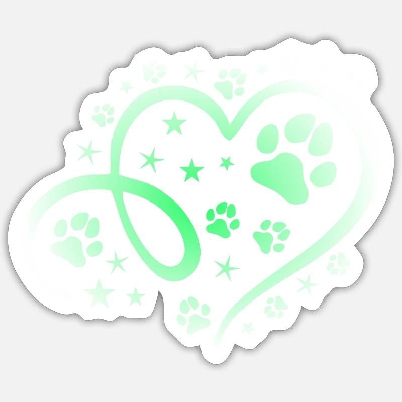 Herz mit Pfötchen und Sternen Sticker Größe S (10 x 10 cm)