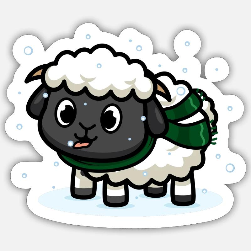 Winterschafe - Sticker Größe S (10 x 10 cm) - Mattweiß