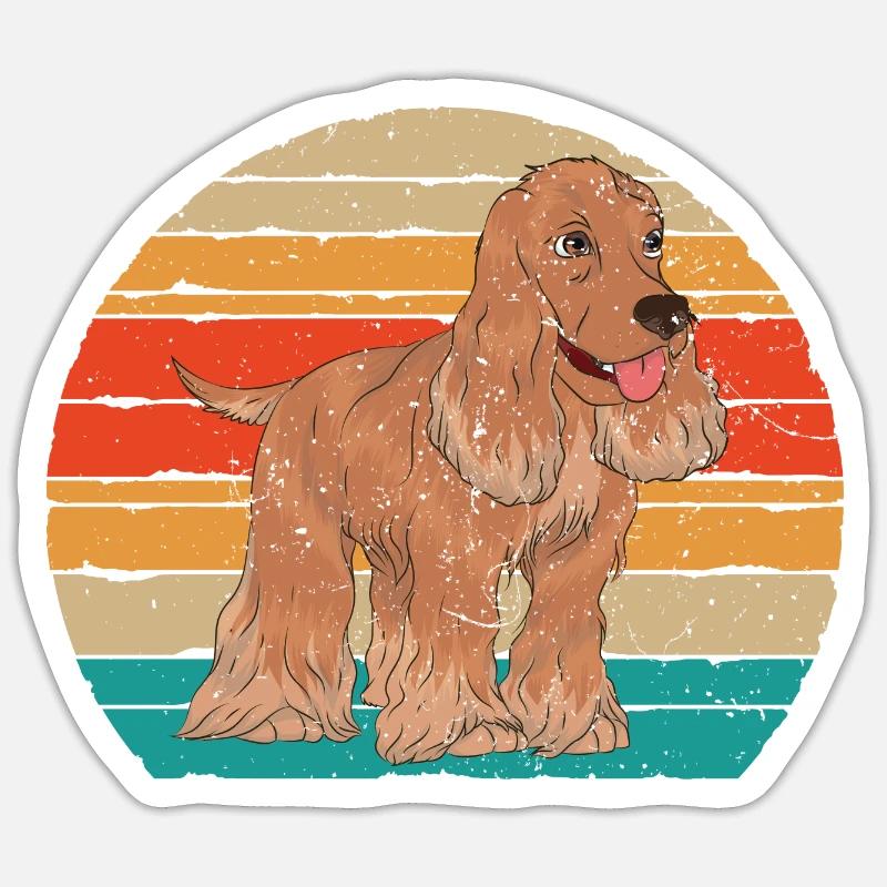 Retro Cocker Spaniel - Sticker Größe S (10 x 10 cm) - Mattweiß
