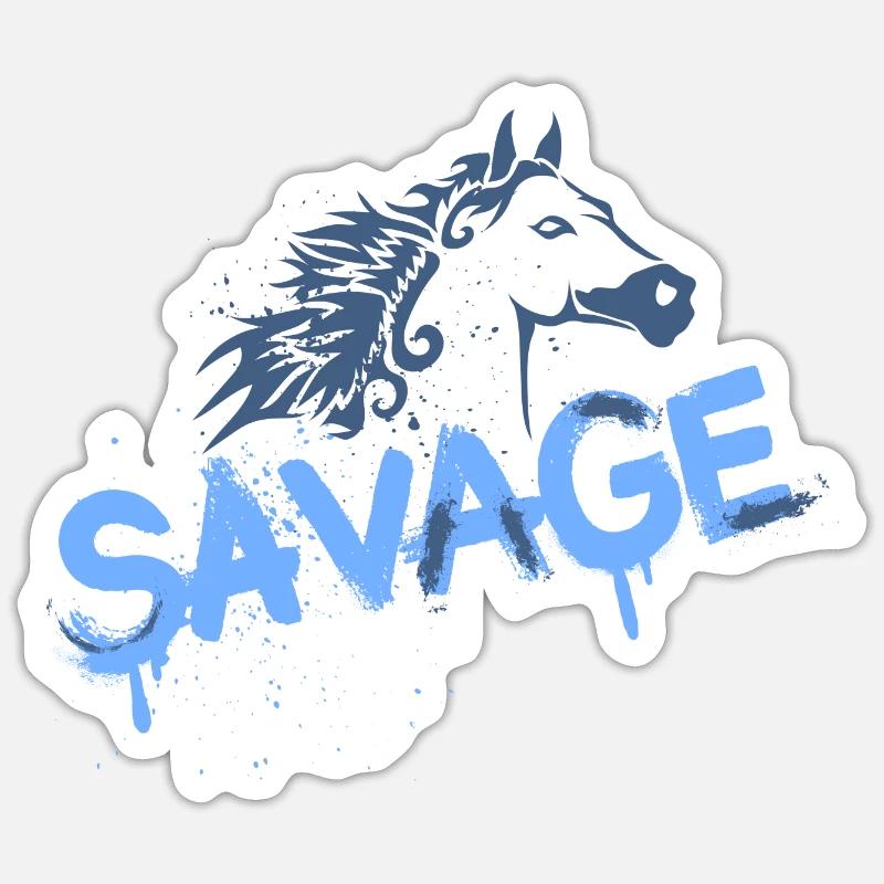Wildes Pferd Graffiti Design - Sticker Größe S (10 x 10 cm) - Mattweiß